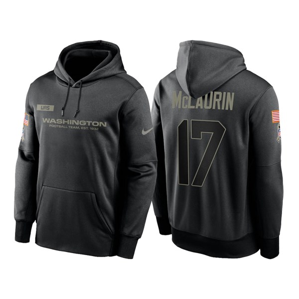 Men's Washington Football Team Black #17 Terry McLaurin Salute To Service Sideline Performance Pullover Hoodie 2020